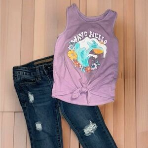Wave Hello Tank & Ripped Crop Jeans Bundle